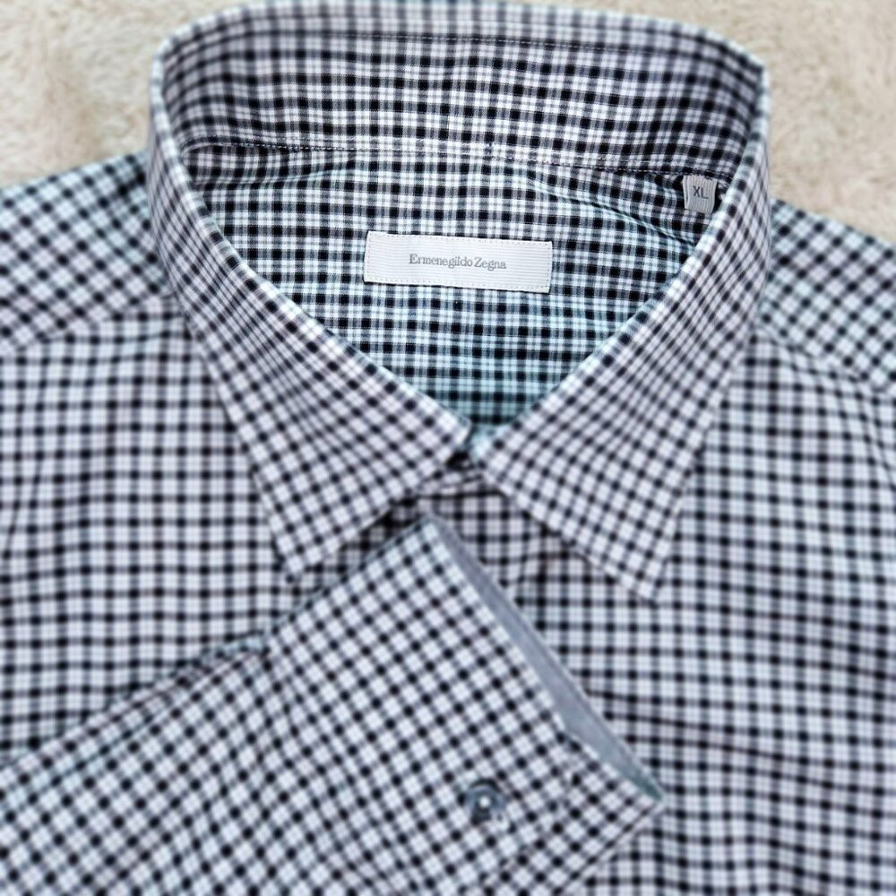 Made in Italy Ermenegildo Zegna Dress Shirt Plaid Long Sleeve Men's Size XL